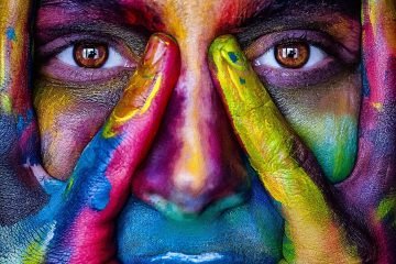 girl, face, colorful, Art therapy